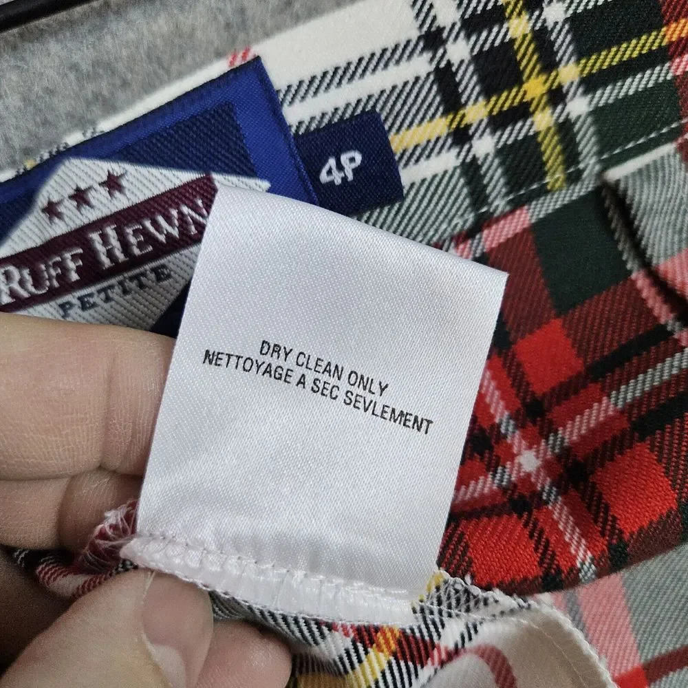 Ruff Hewn Women's Plaid Flannel Pants Size 4P Polyester Rayon Lightweight Petite
